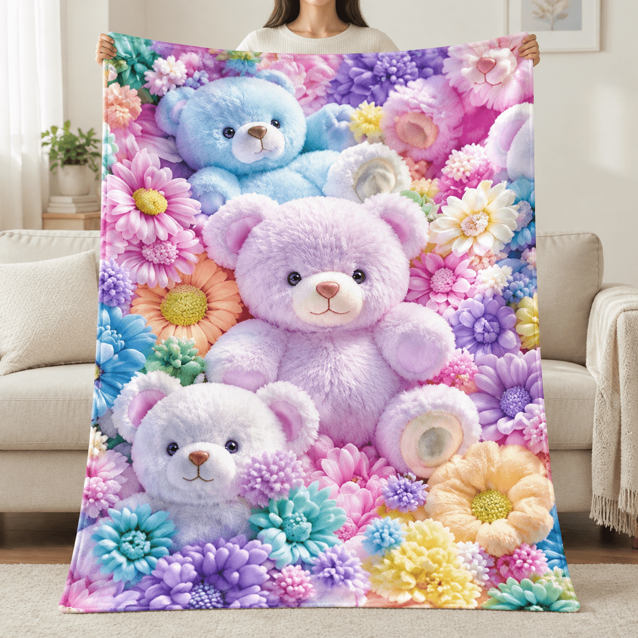teddy bear blanket sold on Temu United States