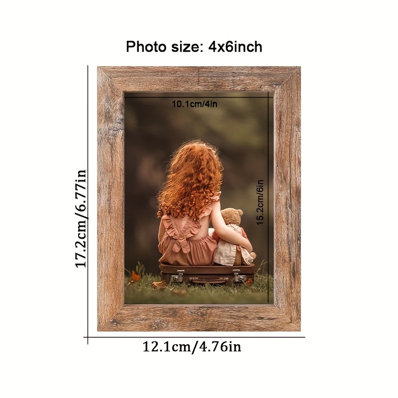 TEMU 1 pièce, Cadre Photo Vintage 4X 6 pouces, Convient pour la Décoration Murale de et l' sur Bureau, Marron , Cadeau de Fêtes Vintage en Bois