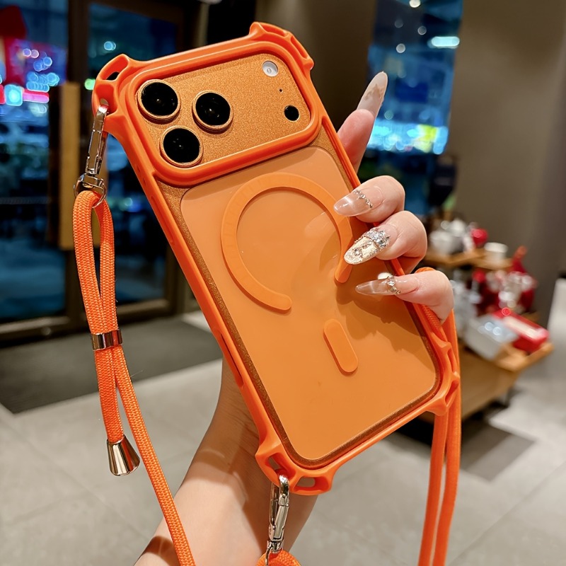 TEMU Phone Case: Elegant Crossbody Necklace Lanyard With A Four-corner Anti-drop Clear Phone Case Designed For Iphone 17 Pro Max, 17 Pro, 17, 16 Pro