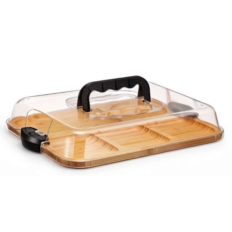 TEMU 1 plateau à fromage avec couvercle en acrylique transparent | Plateau à charcuterie portable pour camping, fêtes, restaurants | Idéal pour les