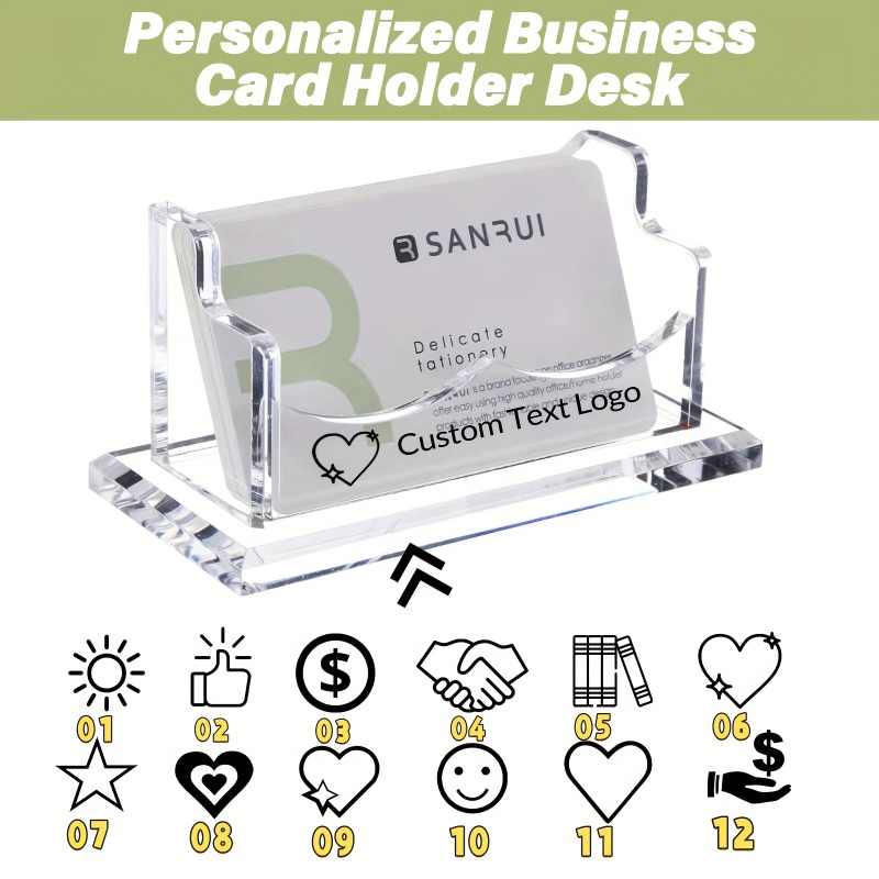 Custom Engraved Acrylic Business Card Holder - Personalized Name & Logo, 12 Design Options, High-Quality Engraving, Modern Minimalist Desk Organizer for Office, Unisex Corporate Gift, Business Card Holder for Desk, Professional Accessory, Sleek Design, Durable Construction, Card Display Stand, Office Accessory, Office Desk Accessory, Visit Card Holder, Photocard Holder, Desk Business Card Holder, Business Card Stand, Desk Calendar, Business Card Case, Business Card Holder/female