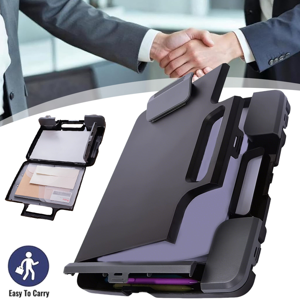 A4 Clipboard Folder With Storage, Side-opening Design, Heavy Duty Clipboard, For Study, Work, Business