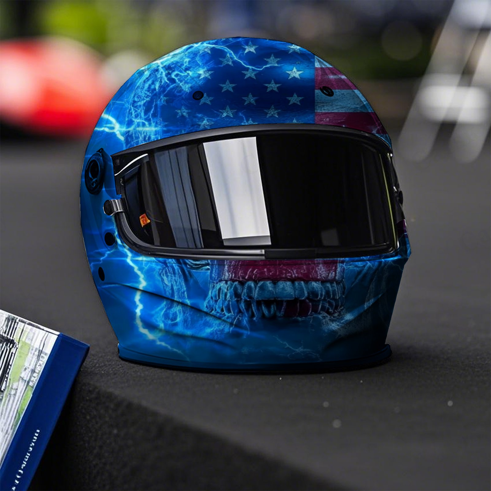 lightning flag element skull full face helmet vinyl sticker - Temu