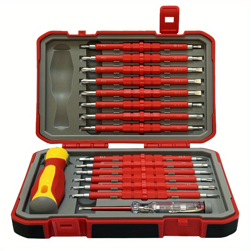 E-shop 29-in-1 Multifunktionales Schraubendreher-Set - Präzisions-Reparaturwerkzeuge, Phillips/Vierkant-Bits geeignet für Heimwerker/Elektronik/Auto-