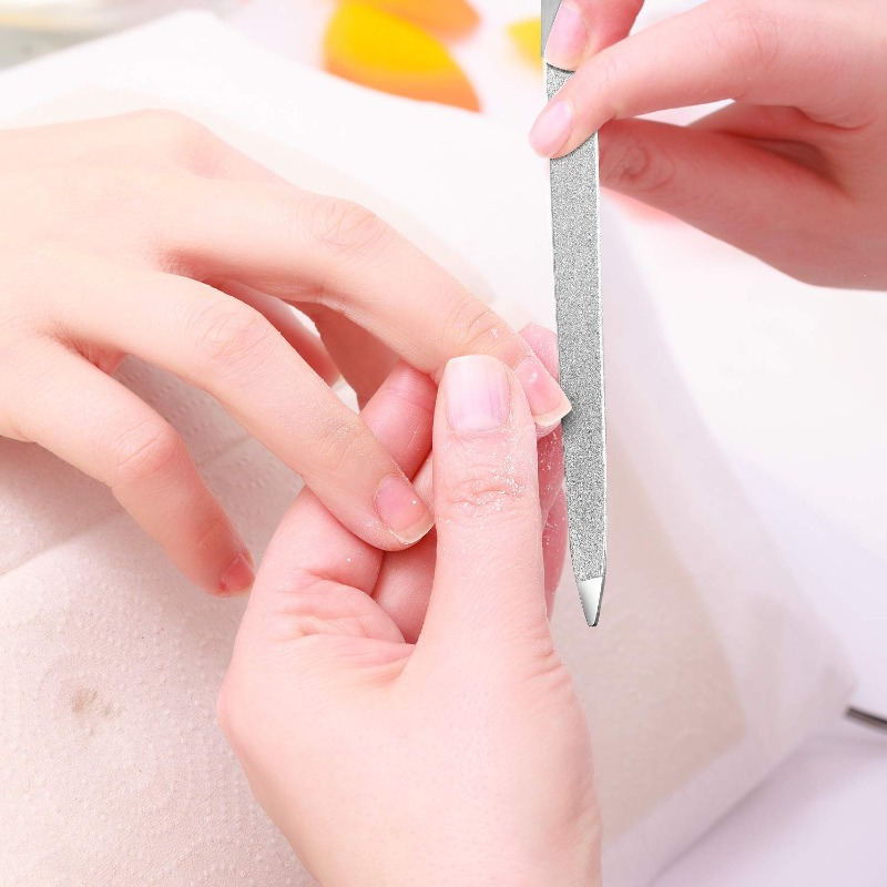 6pcs Diamond Nail File Stainless Steel Double Side