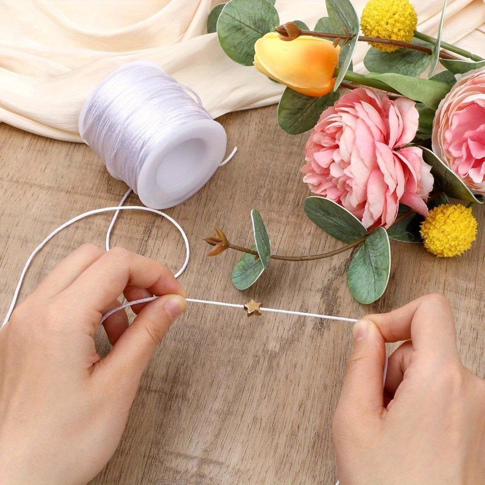 60 metros de   trançado de nylon  , fita de joias de nylon não elástica, linha resistente a  , fita de cetim para colares, pulseiras, artesanato e fabricação de joias.