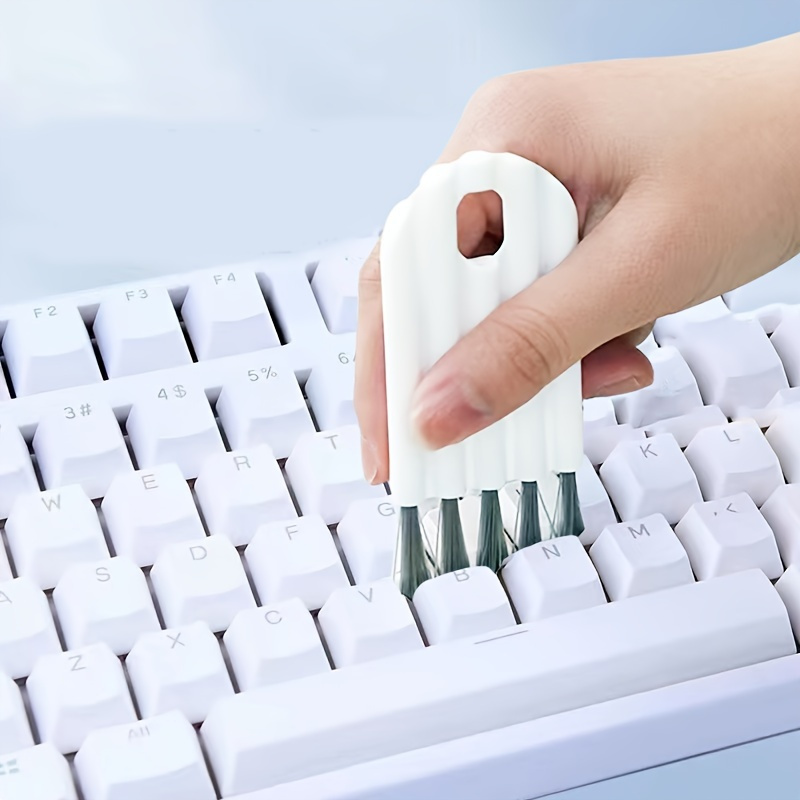 

White Plastic Keyboard Cleaning Kit, Multi-functional Computer Care Tools, Soft Brush, Corner Gap Duster, Keycap Puller, Battery-free, Power-free