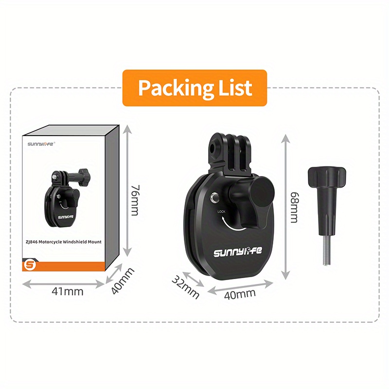 Sponka za vetrobransko steklo motorja za 5 Pro/Action 4/Go Pro/Pocket 3, nosilec iz aluminijeve zlitine za X4/Go 3S dodatki