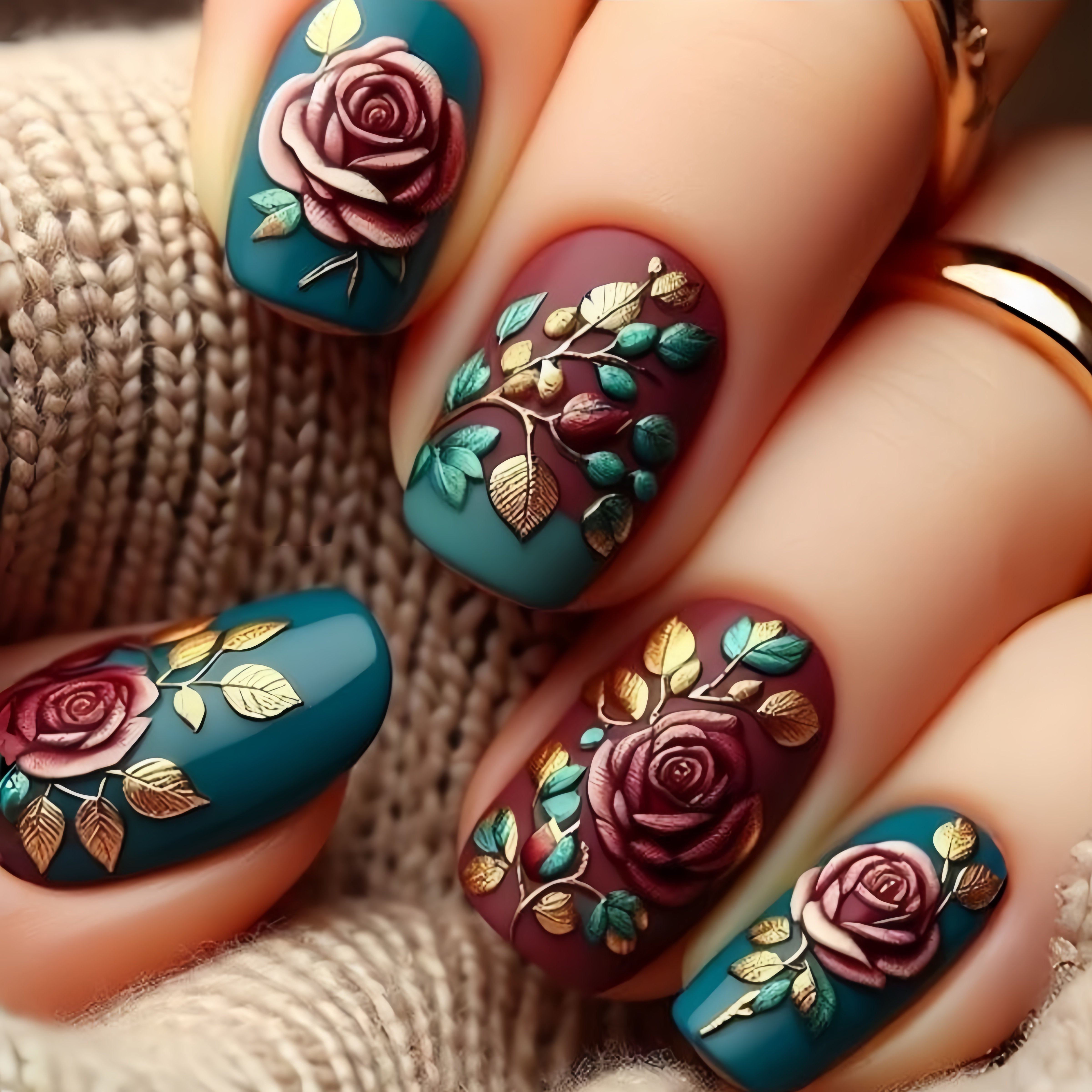 E-shop 24-teiliges Valentinstag Nageldesign-Set, Rote -Prägedesign, Press-On-Nägel, Abnehmbare Kunstnägel, Mehrfarbiges Nageldesign, Damen-Nägel,