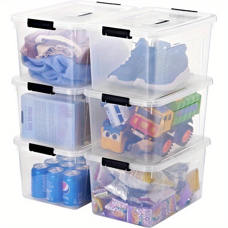 6pcs Stackable Plastic Storage Boxes with Lids