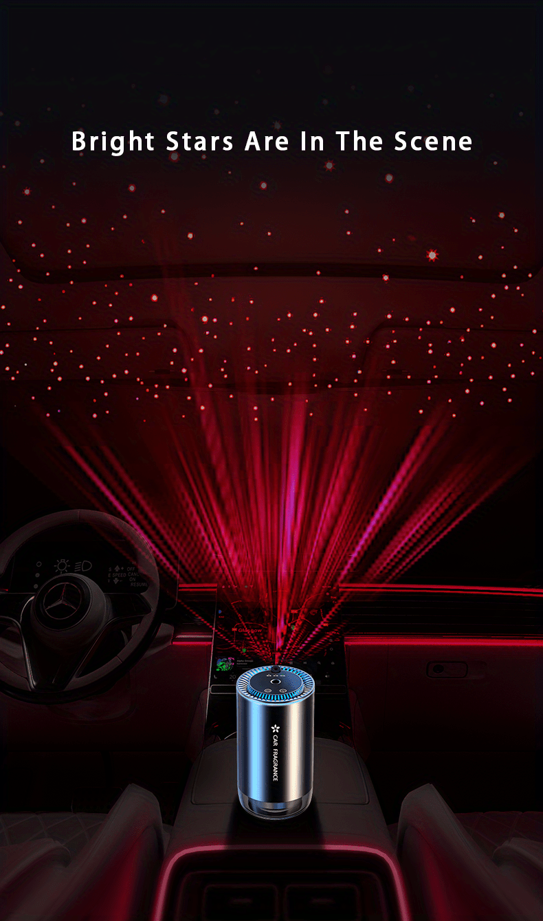 smart car therapy machine with four bottles of 50ml essential oil starry sky projection and adjustable atmosphere light essential oil diffuser with and stop function in car air purification Product details 7