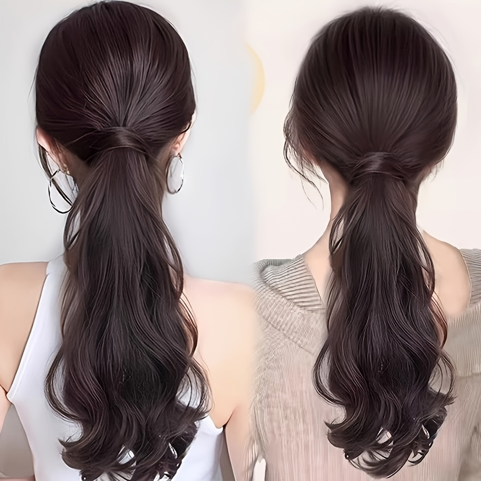 50 8cm elegant loose wave synthetic ponytail hair extension heat resistant fiber non slip rubber band low tie accessory for women natural layered ponytail look suitable for all   ponytail hair extension Product details 0