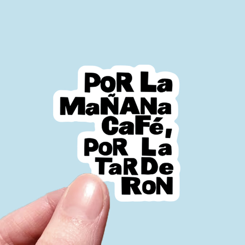 TEMU Adhesivo con diseño de frases en español con fuente Block Font, calcomanía con eslogan "Café de , Ron de ", adecuado para laptop, botella de