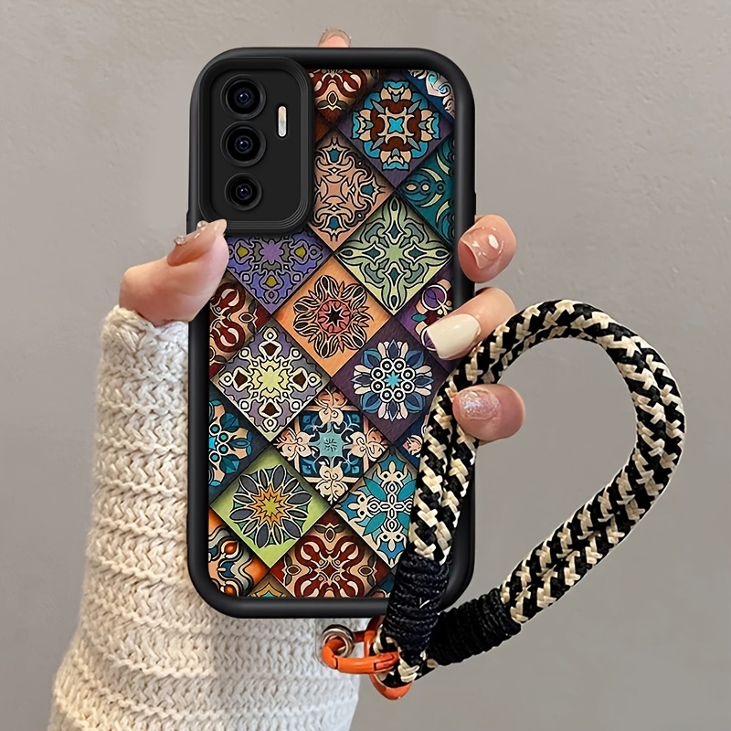 TEMU Phone Case - Totem Colorful Rhombus Lanyard Phone Case For Galaxy A14/a15/a16/a17/a54/a55/a56/a35/a36/a05s/a24/a25/a26 And S22 Ultra/s23/s23