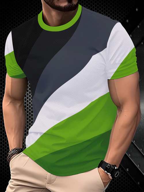 item picture new mens 3d trendy print sleeve round neck t casual sleeve athletic sleeve cool and breathable outdoor sports casual mens wear suitable for and casual sports