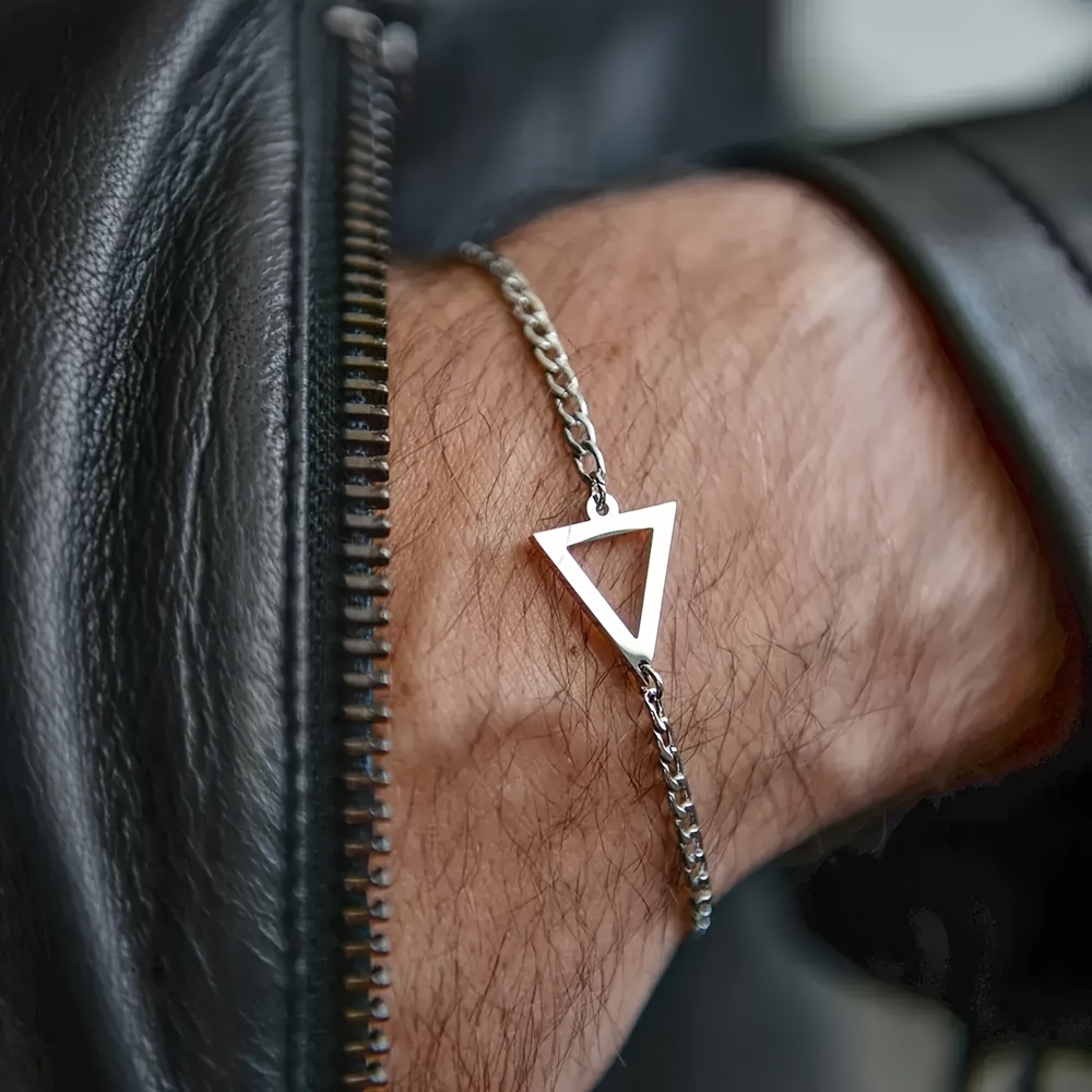 TEMU Bracelet pour Homme 1 pièce avec Pendentif Géométrique en Acier Inoxydable 304 - Design Minimaliste et Moderne, Bijou Durable pour et les Fêtes,