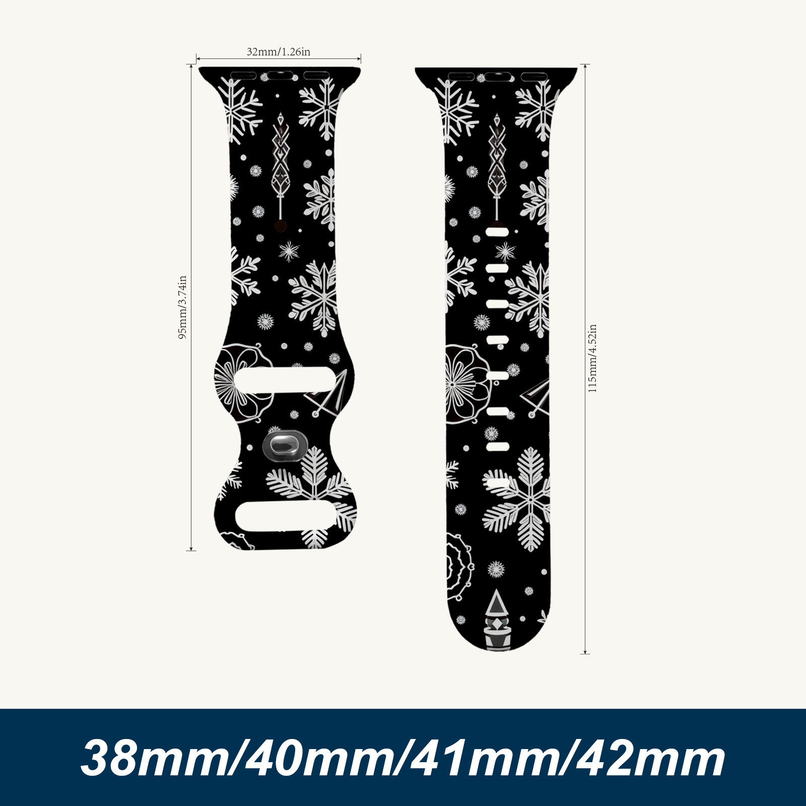 TEMU Bracelets de traîneau pour iWatch Joyeux Cheminée Extensible SE1/2 Ultra1/2/ de montres 5/6/7 Bracelets pour montre connectée Jésus Bracelets