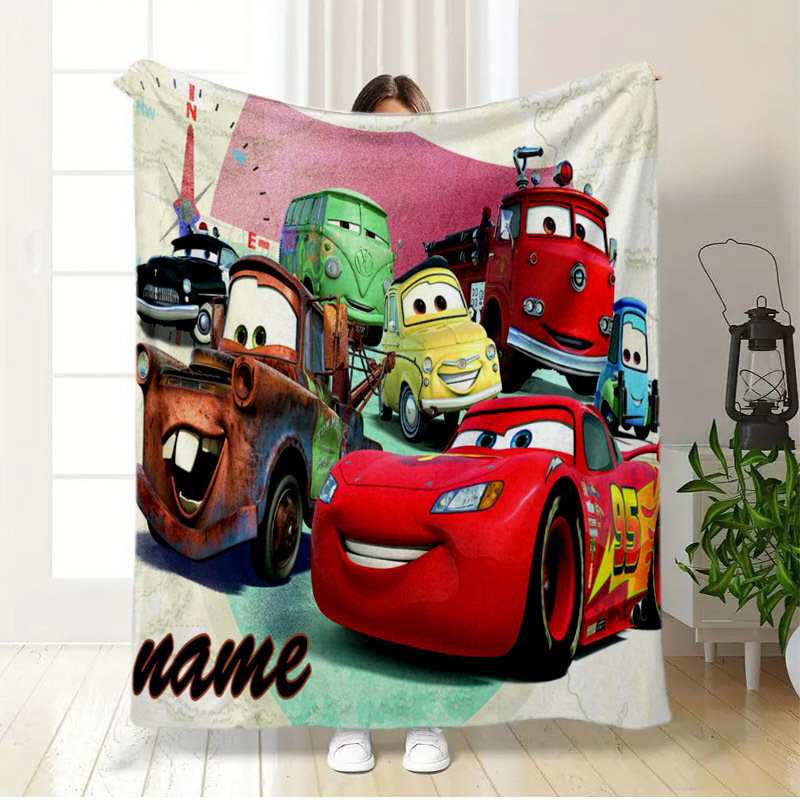 

[1pc Customized Name Cars Themed Flannel Throw Blanket] Customized Name Cars Themed Flannel Throw Blanket, , Polyester, Tear Resistant, Knitted , With Personalized For Bed, Sofa, Office, Picnic, Gift