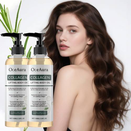 2pcs collagen body oil body firming oil suitable for massage and skin absorbing light beige care for dry skin