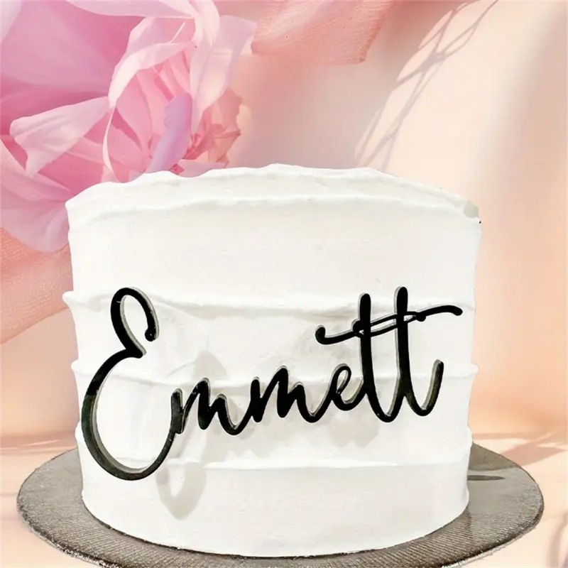 TEMU 1pc Custom-made Cake Topper, , And Age, Exquisite Cake Topper, Cards, Wedding Name Custom Laser-cut Name Tags, Acrylic Wedding Cards, Table