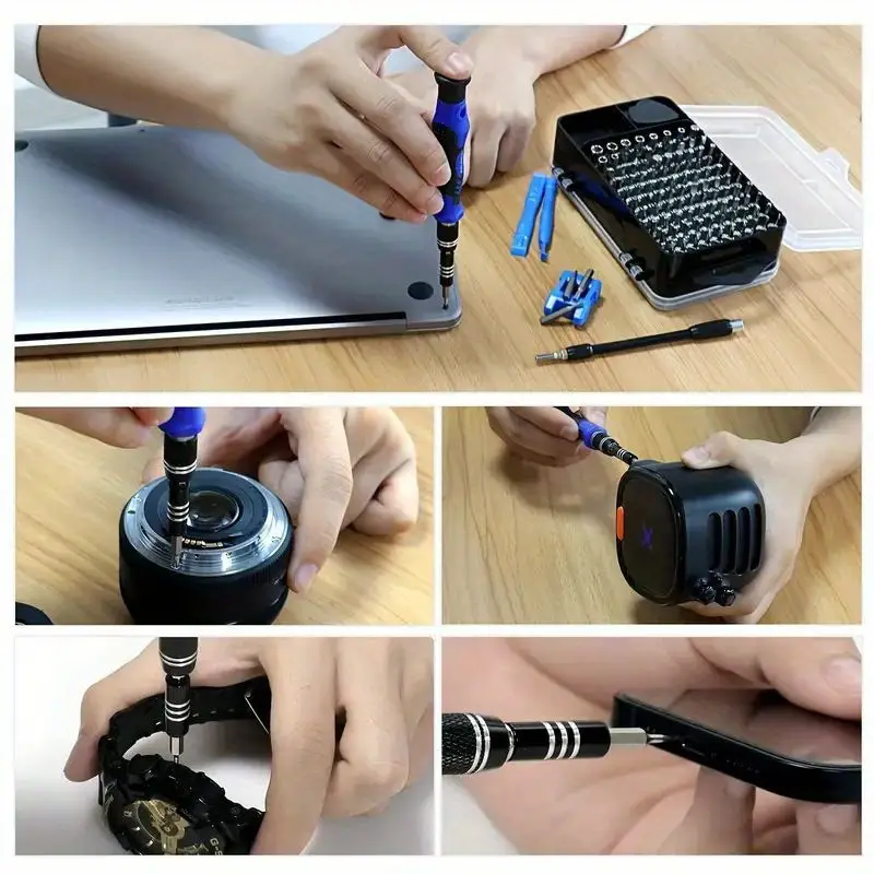 138in 1 precision screwdriver set diy repair tool kit with steel bits for iphone tablet watch camera mini wrench stripped screw extractor magnetic non slip handle tweezers grey red Product details 4