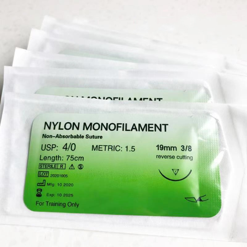 

1pc Theme Nylon Monofilament Suture Thread, 4/0 Usp, 75cm Length, Non-absorbable, All , White, Packaging With Stainless Steel Needle, Training Only