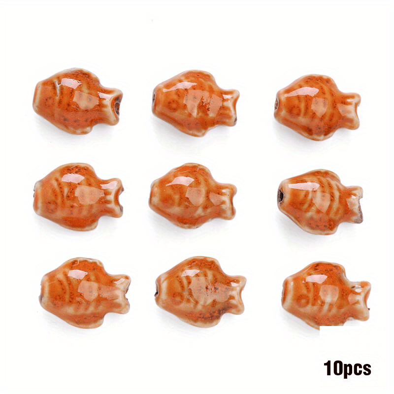 10pcs Handmade Ceramic Fish Beads for DIY Bracelets
