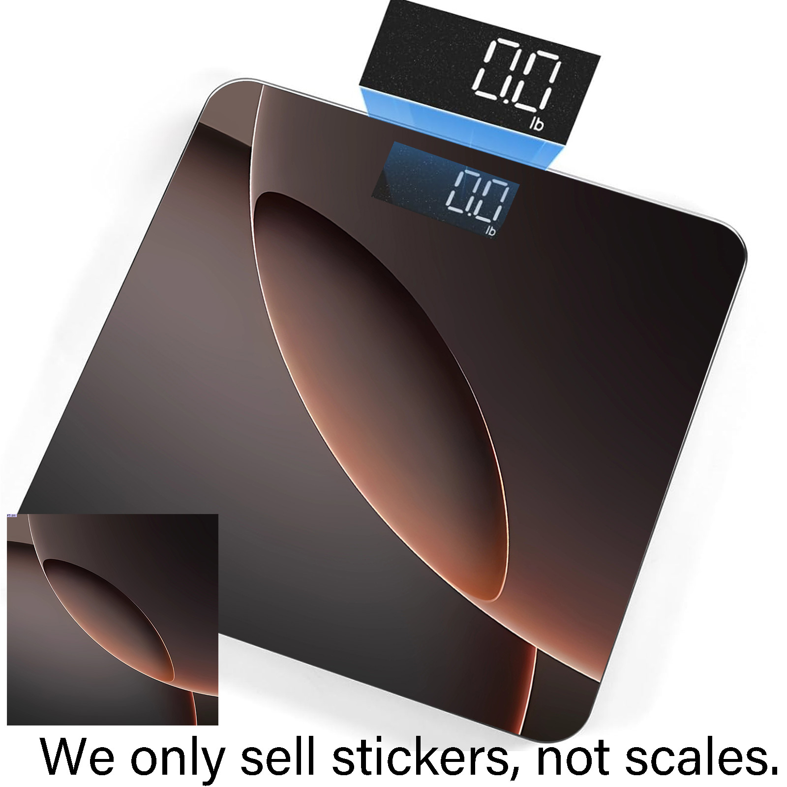 E-shop Warmbrauner, gebogener Muster-Weight Scale Aufkleber, UV-bedruckter, durchsichtiger PVC-Aufkleber, hochwertiger Aufkleber, geeignet für Waagen,
