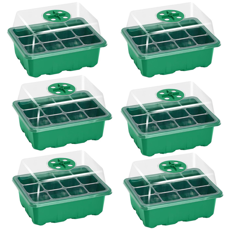 6- Starter Trays, Seed Starter Kit With Adjustable Humidity Dome And Base Indoor Greenhouse Mini Propagator For Seeds Growing Starting
