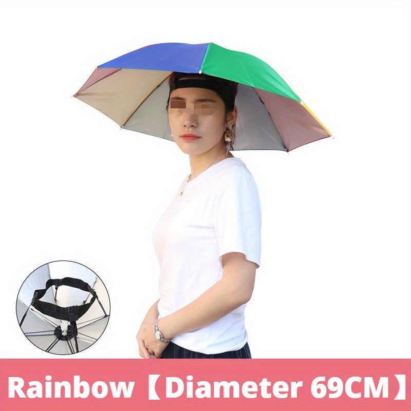 TEMU 1pc, Lightweight Hood Umbrella, Outdoor Umbrella For Rainy Days, Fishing Umbrella, Elastic Hood Umbrella