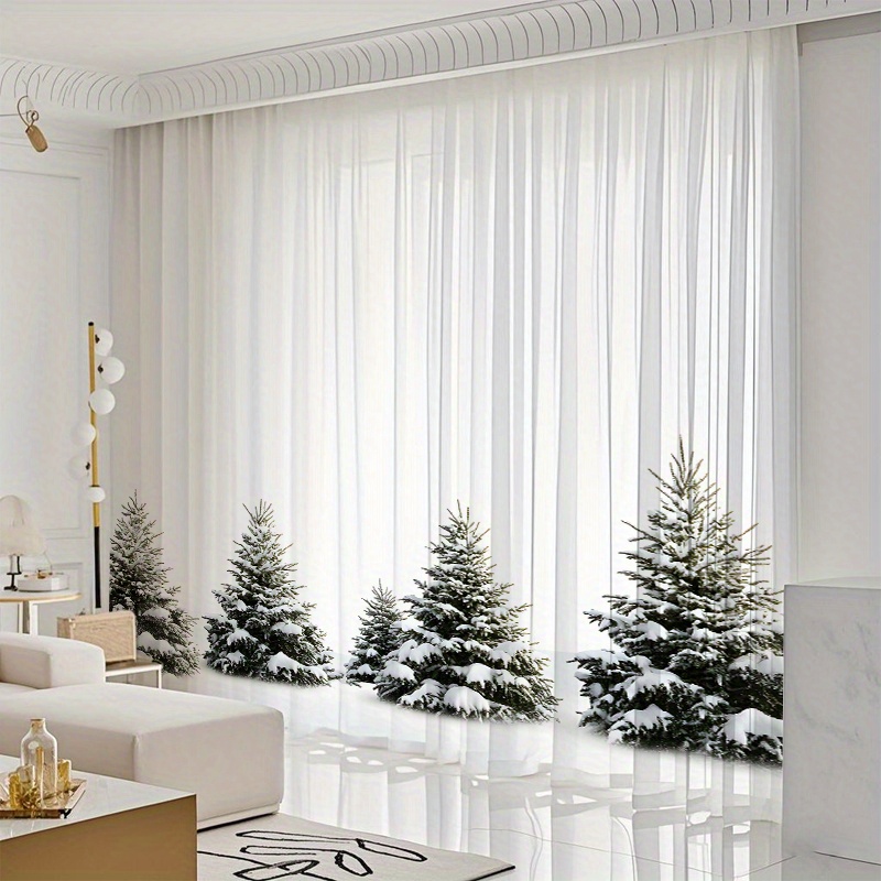 TEMU Set Of 2 Snow-themed Window Screens Featuring A Forest, The And Minimalist Of Winter. Ideal For Spaces Such As The Living Room, Bedroom, Dining