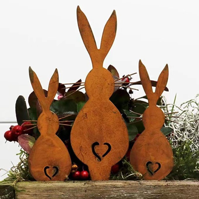 

3pcs Classic Easter Bunny Garden Stakes, Animal Theme Decorative Lawn Accents, Floor Mount, No Electricity Or Battery Needed, For Easter Celebrations