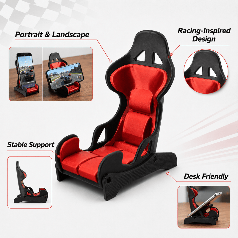TEMU Soporte para teléfono estilo asiento de carreras, soporte de escritorio para teléfono de oficina, soporte universal de sobremesa para smartphone