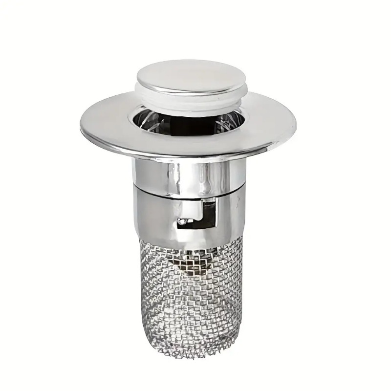 TEMU Bouchon de drain pop-up en acier inoxydable / Panier anti-obstruction / Ensemble de drain d'évier universel à pousser pour éviers de type vase /