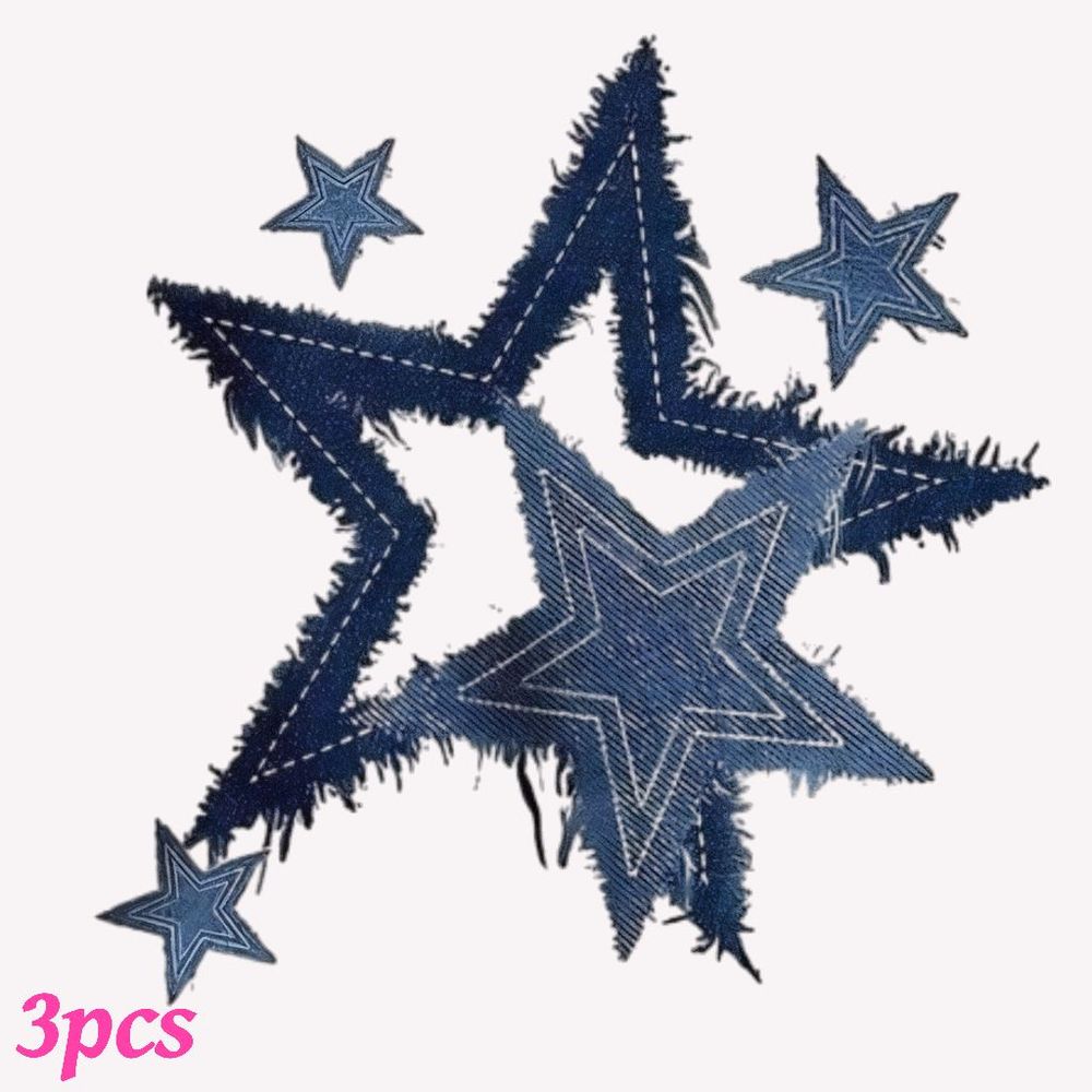 TEMU 3 piezas de pegatinas 2D de transferencia de , parches termoadhesivos de vinilo duraderos y lavables con de estrellas de moda para planchar en