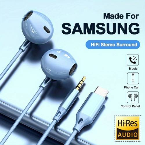 for samsung headphones hifi surround ear usb type c 3 5mm with wire control wired earplugs for galaxy s24 s23 s22 ultra