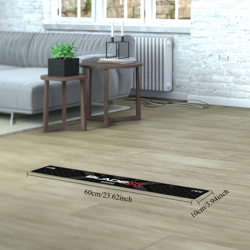 TEMU Tapis de ligne de de fléchettes 23,62 x 3,94 pouces (60 x 10 cm) - Tapis de ligne de haute visibilité, équipé de marqueurs de positionnement des