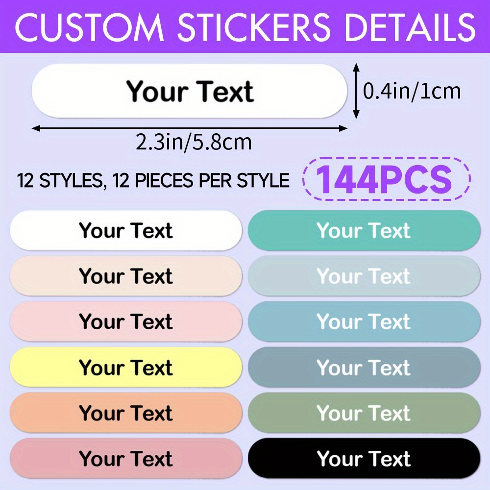TEMU 144pcs Custom Bohemian Style Name Stickers - Waterproof & Durable Personalized Labels For Books, Cups, Stationery, And School Supplies, Perfect