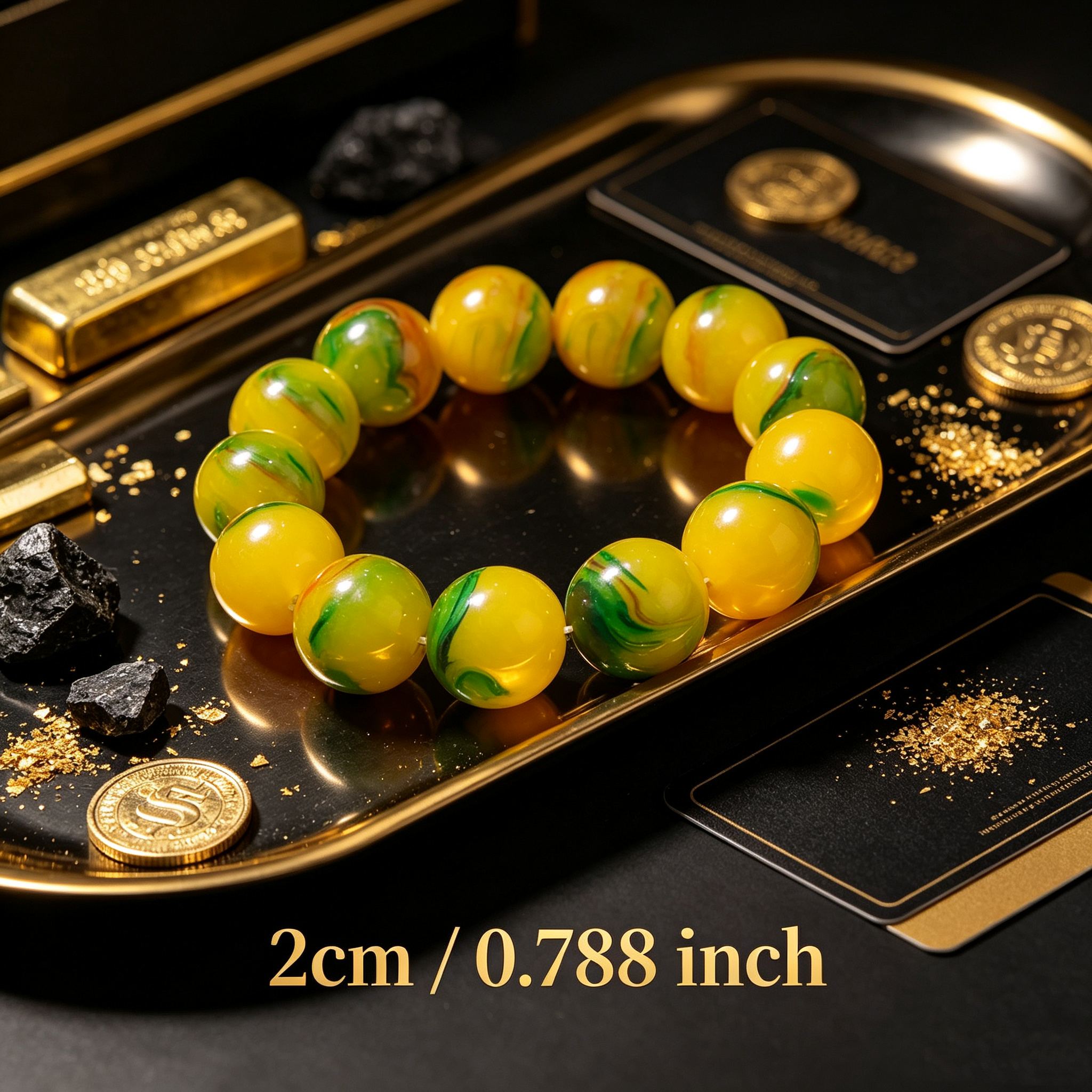 Unisex 20mm Natural Stone Elastic Bead Bracelet