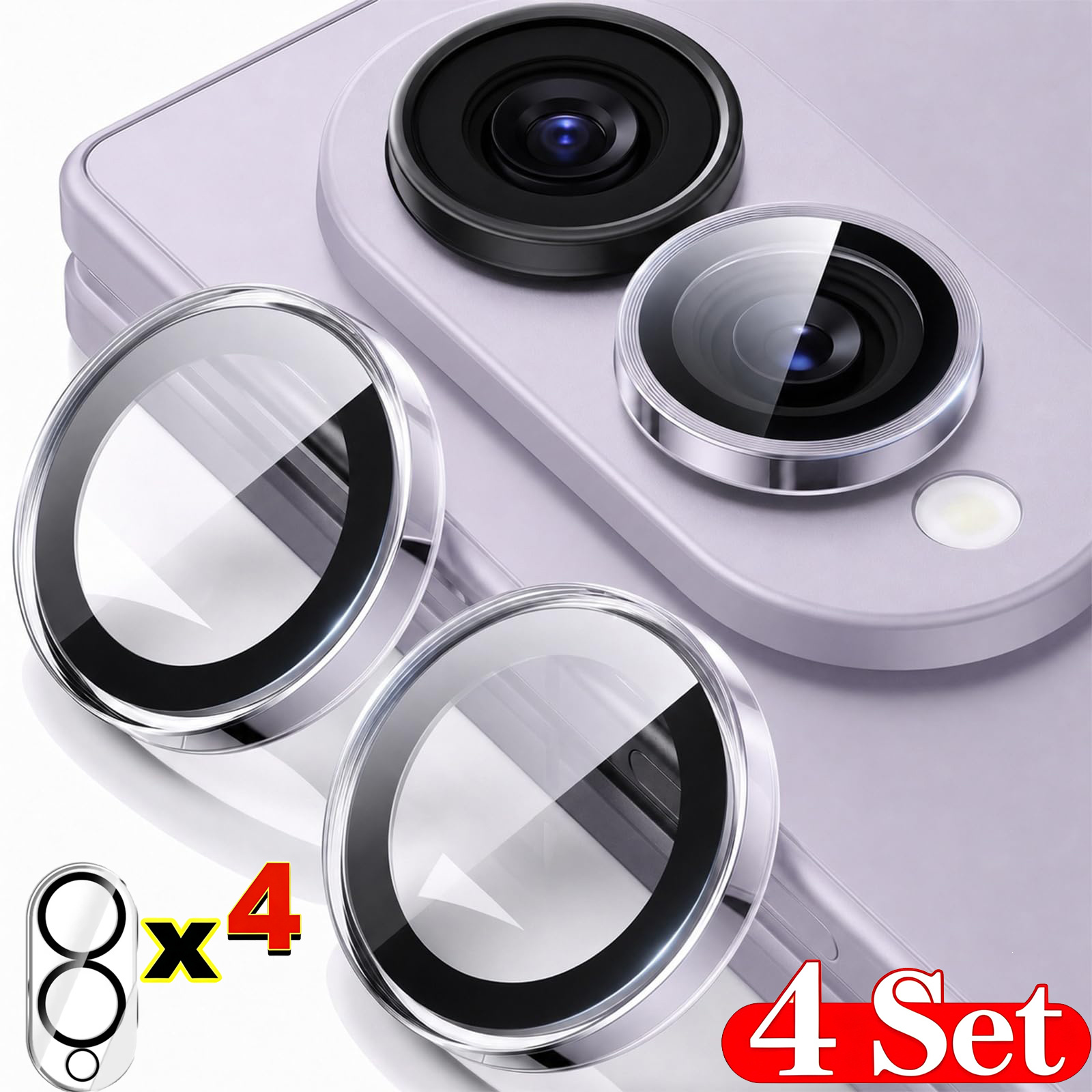 TEMU 4 Set [4x2] Camera Lens Protector Glass For For Galaxy Z Fold 8 4g 5g 2026 Full Cover Lens Metal Protector Ring For Camera Transparent Back