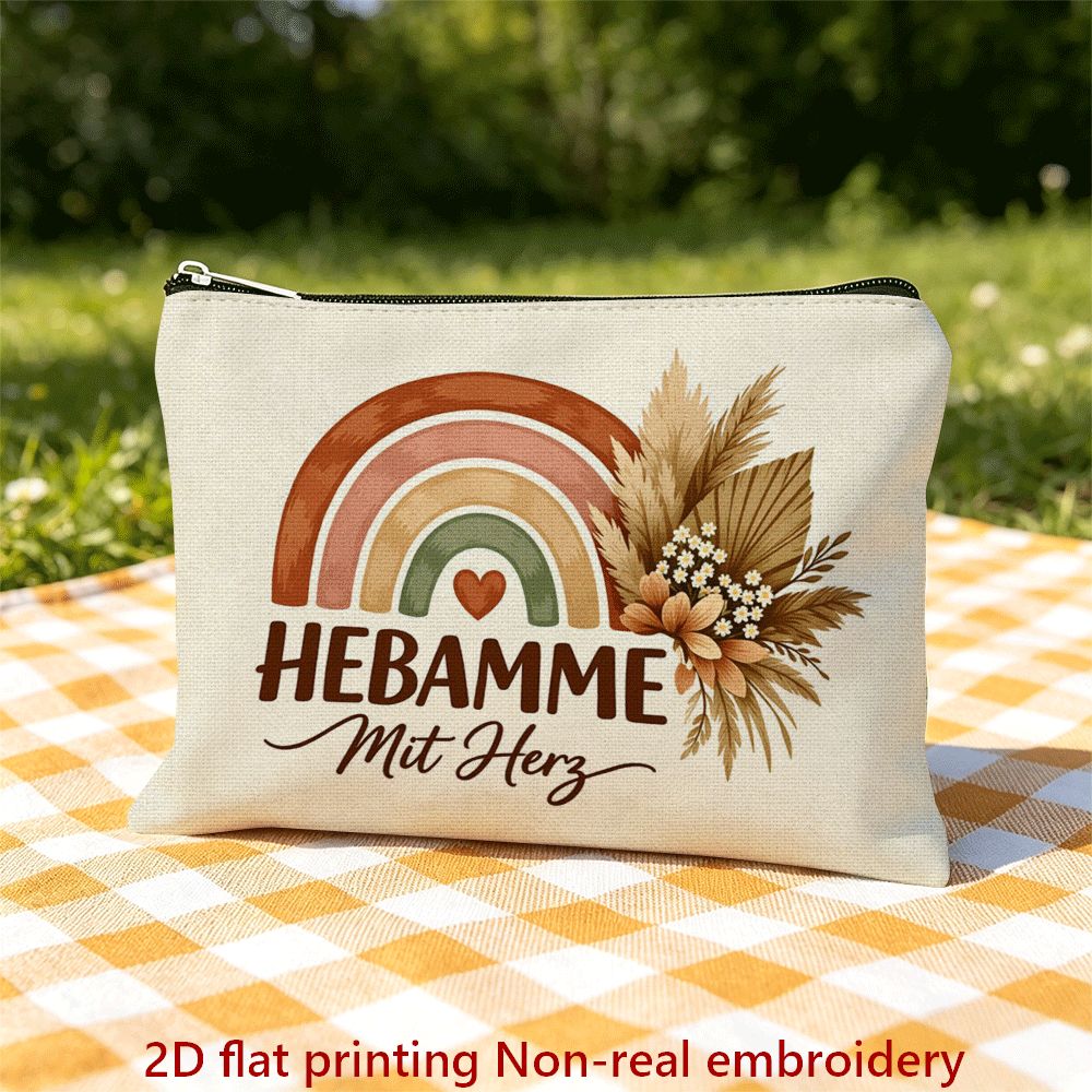 TEMU 1 Portable Storage Makeup Bag, Midwife Heart , Zipper Design, Student Stationery Storage Bag, Cosmetic Storage, Wallet, Suitable As A Gift