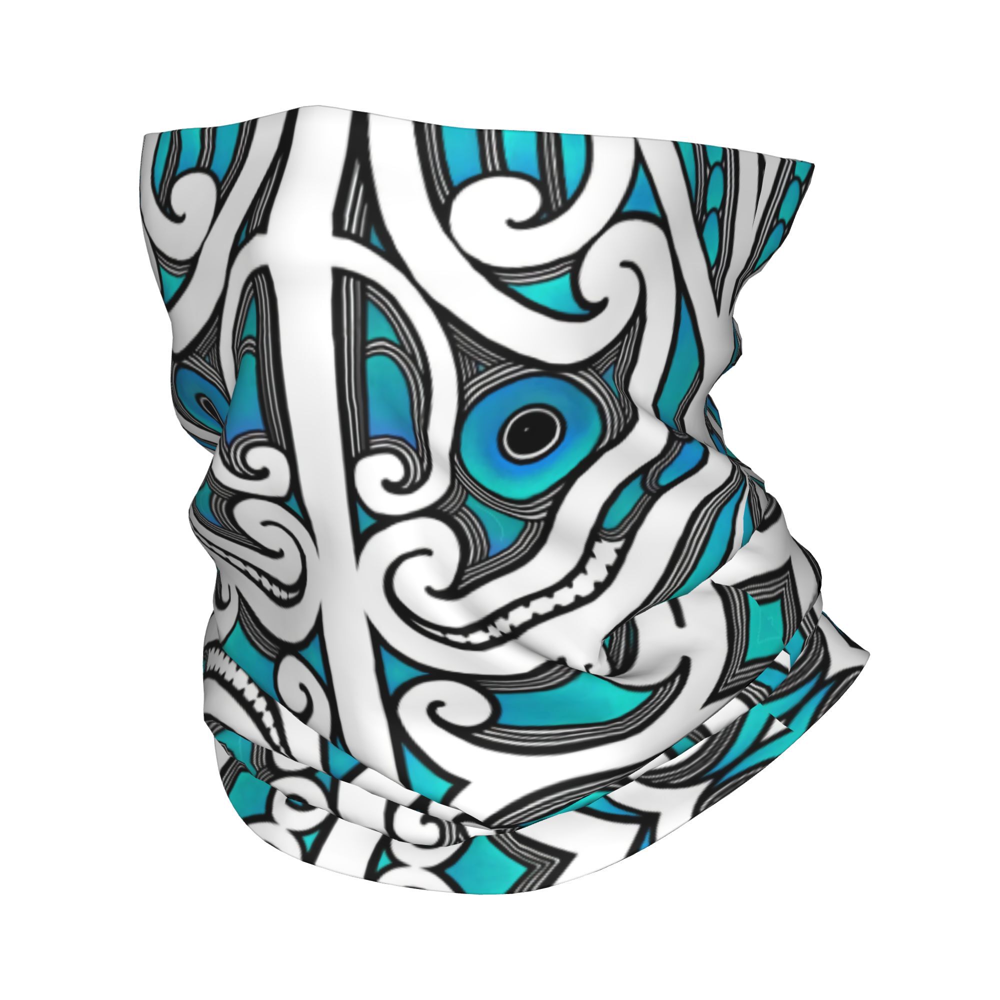 TEMU Retro Maori Scarf Neckerchief & Face Mask - Multifunctional Wicking Bandana Suitable For Outdoor Running, Cycling, Hiking, Breathable Polyester