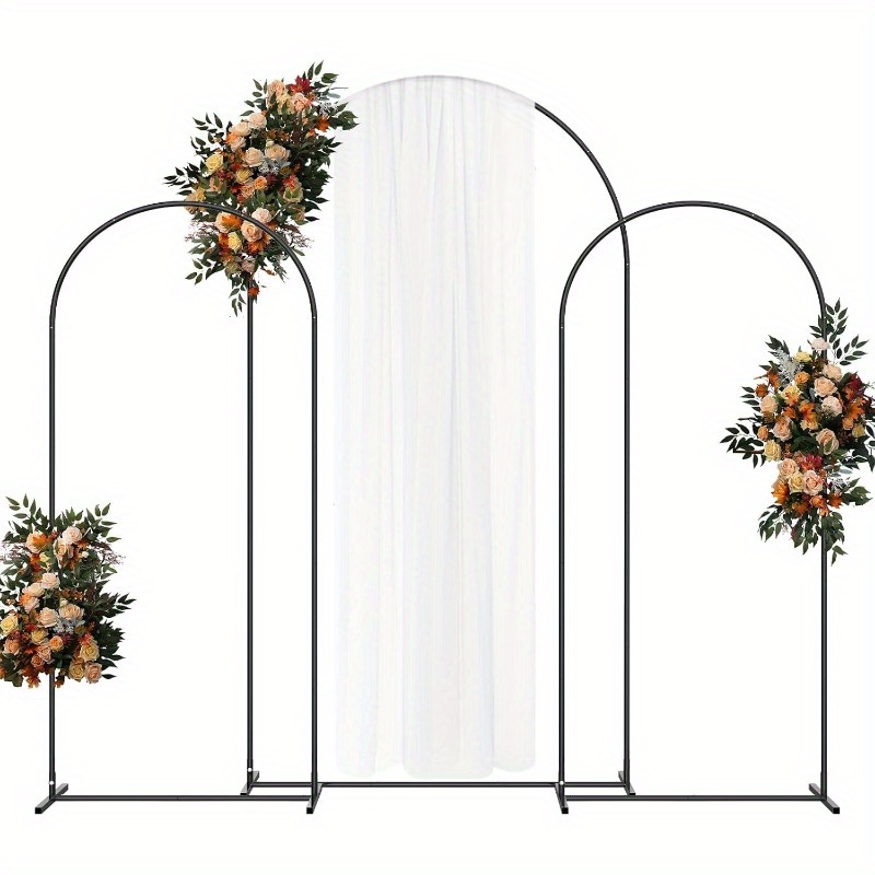 Wedding Arch Backdrop Stand 7.3FT& 6.6FT& 6FT Set Of 3,Gold Metal Arch Backdrop Stand For Wedding Ceremony Baby Shower, Outdoor Indoor Birthday Party, Garden Floral Balloon Arch Decoration