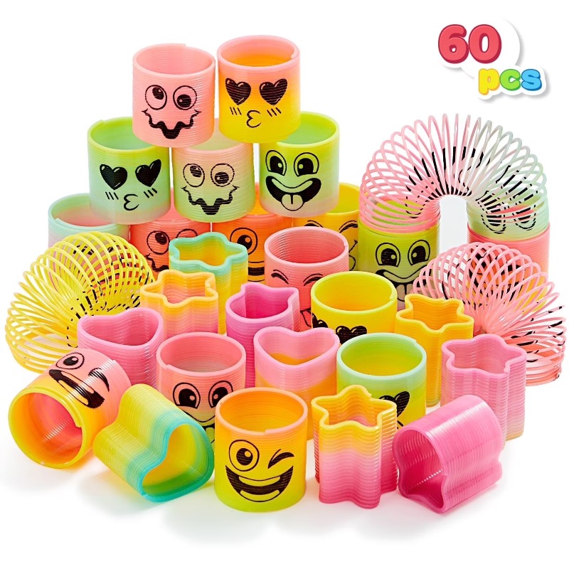TEMU 60 mini jouets à ressort conçus comme cadeaux de fête pour enfants, avec des en plastique et des couleurs , parfaits pour les sacs de cadeaux