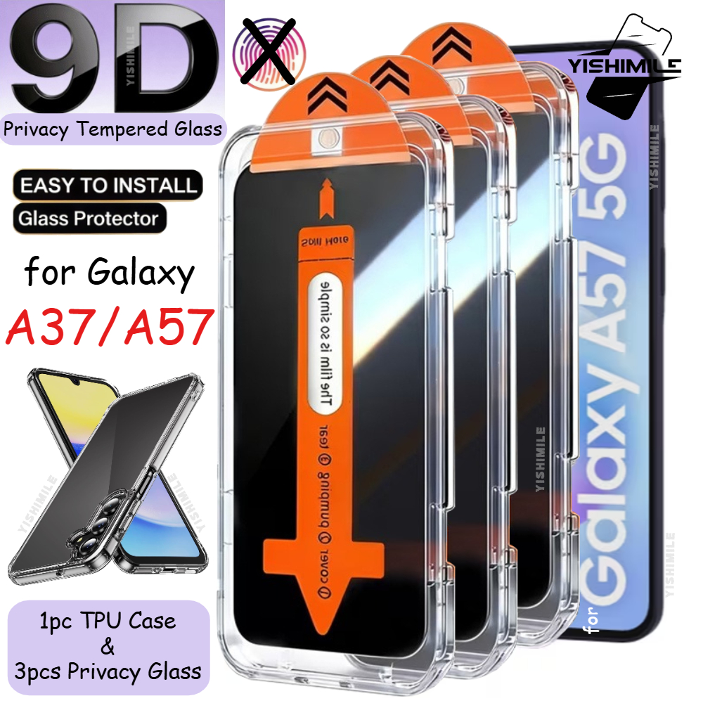 TEMU 4-in-1: 3pcs Privacy [auto-alignment] Tempered Glass Screen Protectors And 1pc Tpu Phone Case Compatible For For Galaxy A06 A07 A15 A16 A17 A25