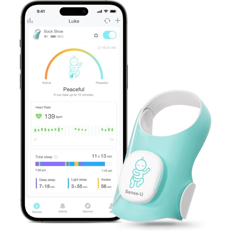 Sock Shoe Monitor - Track Heart Rate, Movement, Heartbeat with On - Device Sleep Indicator Notifications 1 - 12m, Foot Monitor, Peace of Mind - Image 3