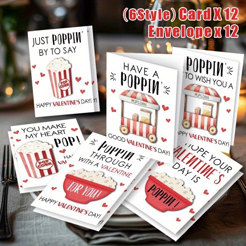 

24-pack Of Humorous Popcorn-themed Valentine's Day Greeting Cards With Envelopes, Suitable For All , Including Anniversary , , Wives, , And .