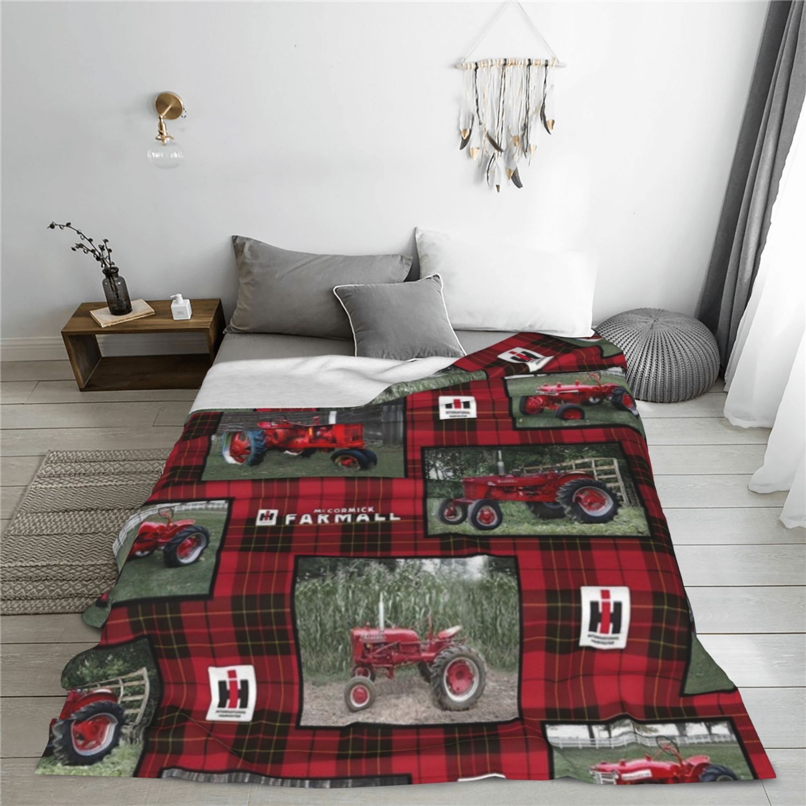 

Tractor Print Flannel Throw Blanket - Versatile , Machine Washable For Couch, Bed, Camping & Travel - Perfect Birthday Or Holiday Gift