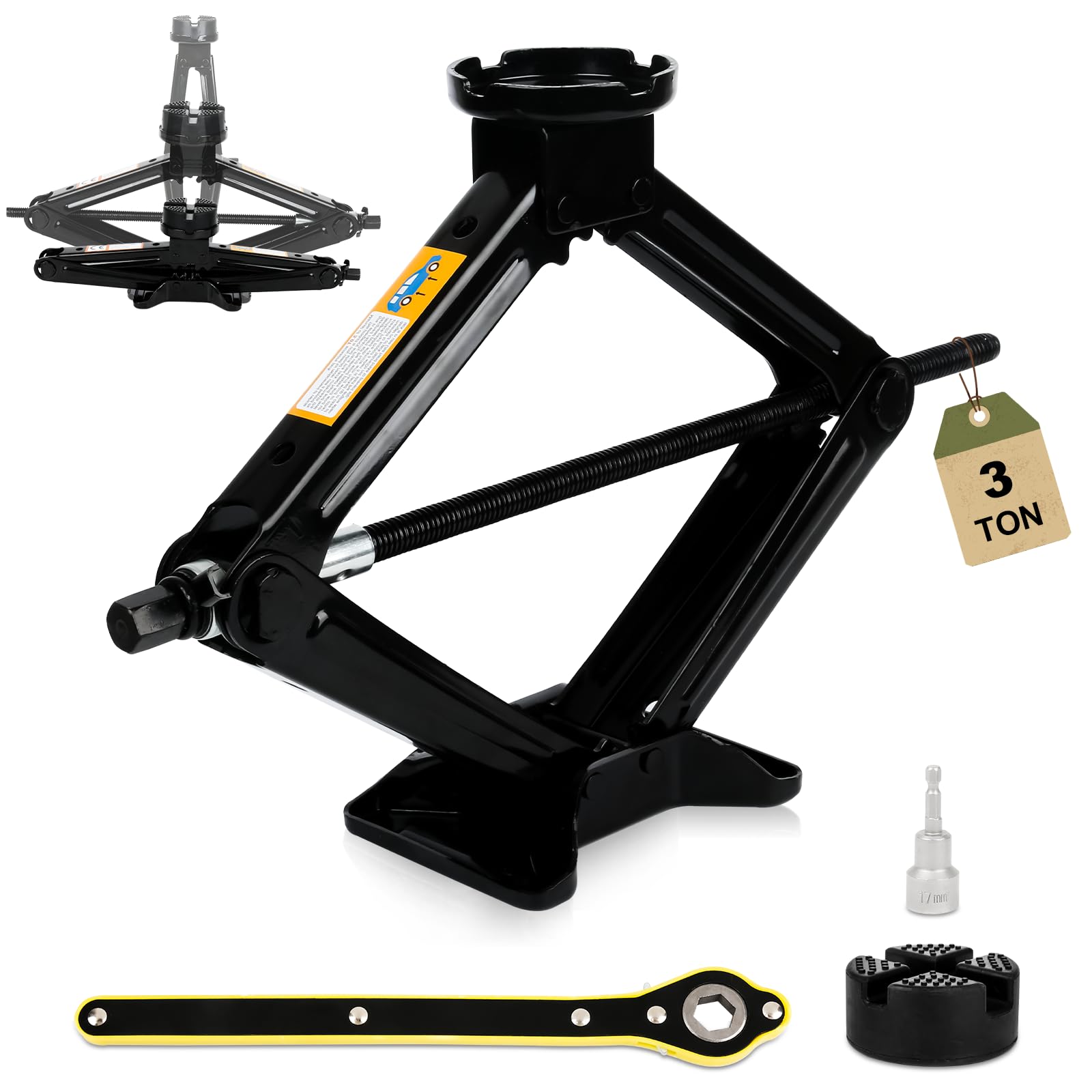 Image of A Multifunctional 3t/3000kg Scissor Jack That Can A Height Of 45 Centimeters, Ideal For Portable Jack Kits For Cars, Suvs, Mpvs, And Other Vehicles