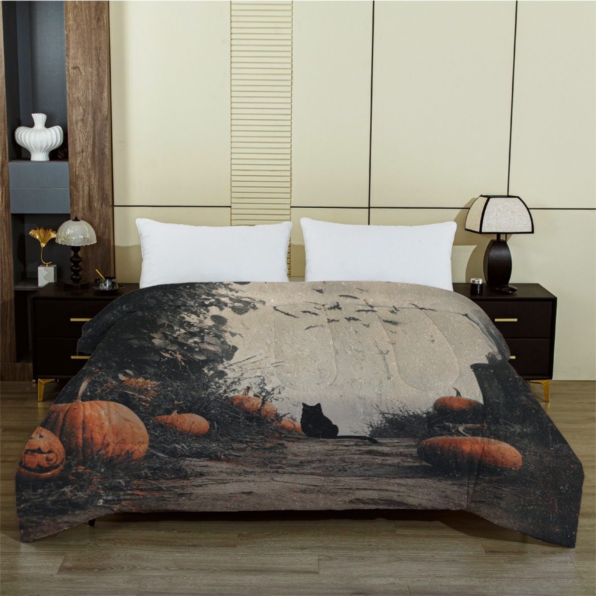 DIMENXONG Cuscino Copre Decorativo Rivestimenti Halloween Piazza Lino Gettare federe Copertura Zucca Cuscino Decorativo Copre 18 x 18 Pollici 45 x 45 cm (Colore : 60092/7